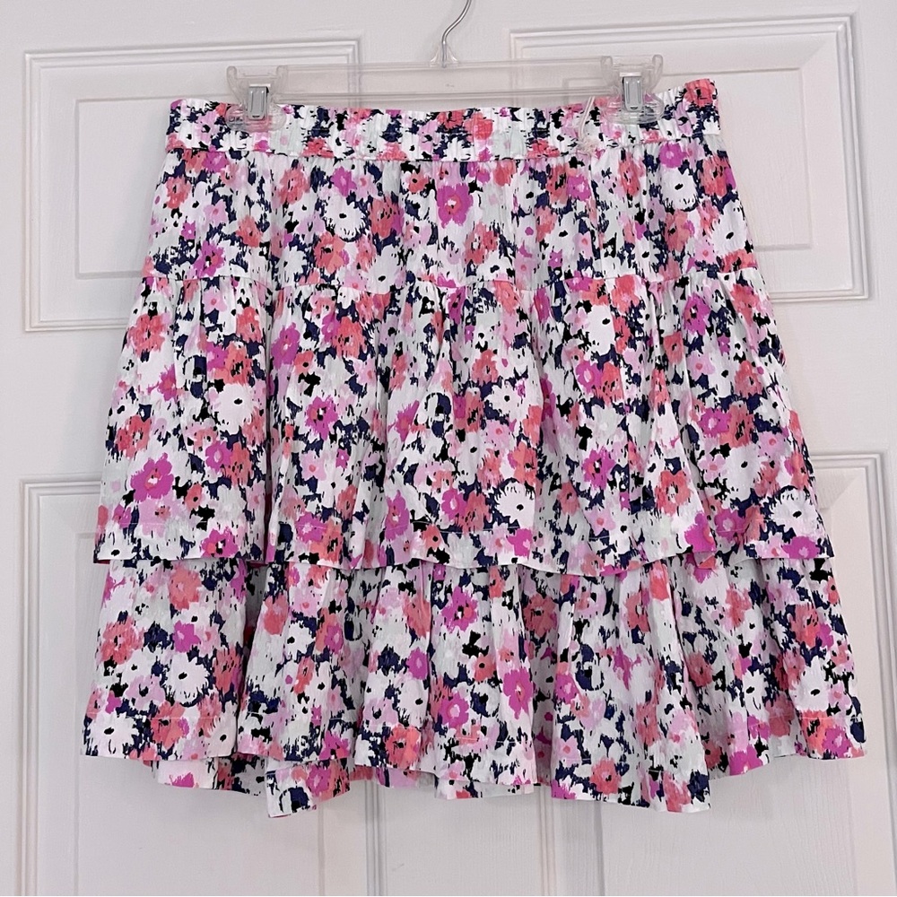 ๐ Target Universal Thread Cream and Pink Floral Tiered Ruffle Mini Skirt Size M - Picture 5 of 13